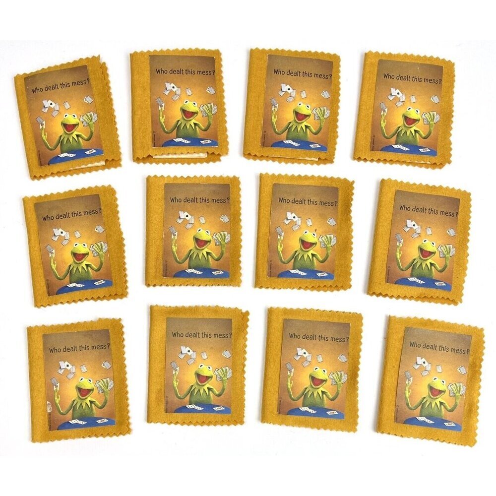 VTG 12pc SET Handmade KERMIT THE FROG Muppets BRIDGE SCORE CARDS Tally Pads